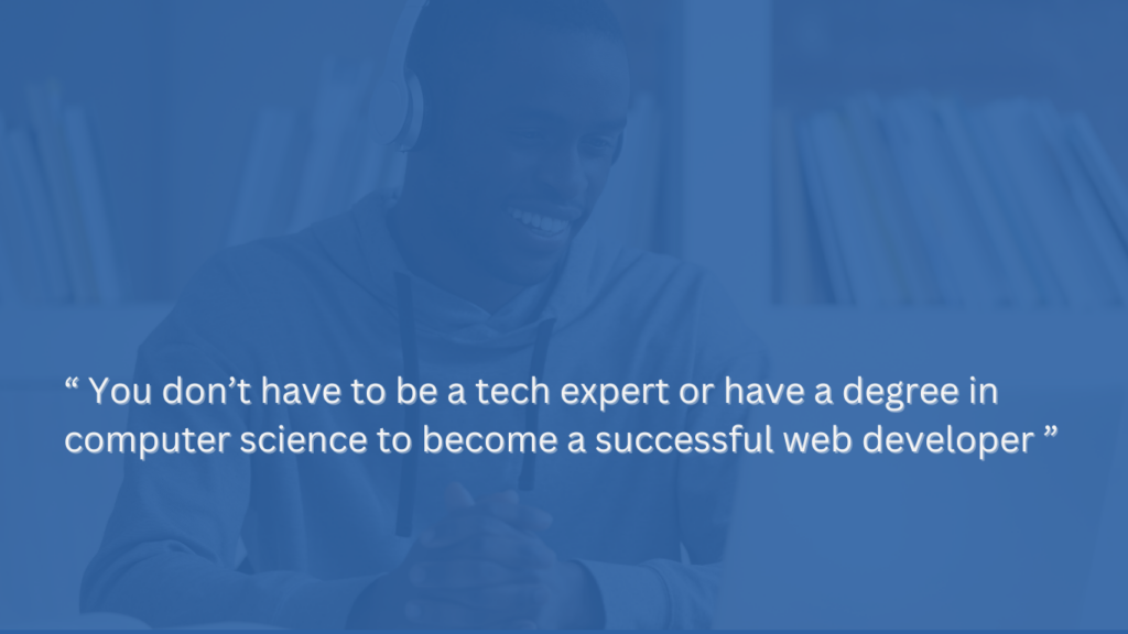 graphic displaying quote for learning web development as a beginner in 2025