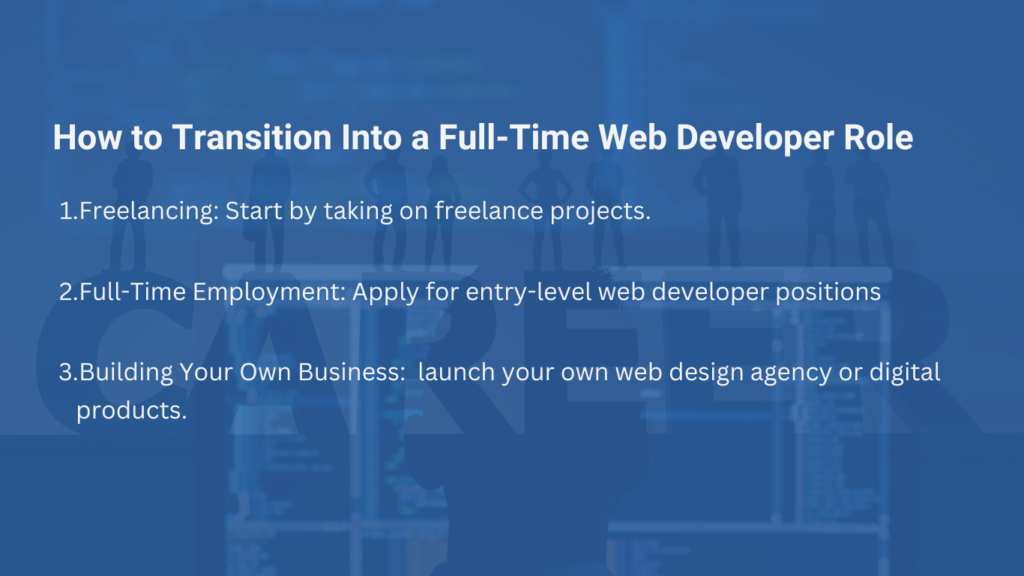 graphic listing how to transit into a web developer